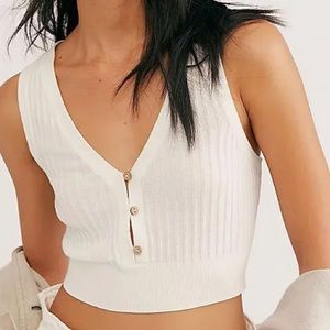 free people white tank with buttons